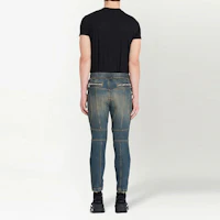 Shop Balmain SS22 雙色緊身牛仔褲帶鬆緊腰帶 - 藍色 YH1MI013DC396FC