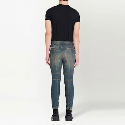 巴尔曼 SS22 蓝色弹力腰带双色紧身牛仔裤 YH1MI013DC396FC Shop 巴尔曼 SS22 蓝色弹力腰带双色紧身牛仔裤 YH1MI013DC396FC