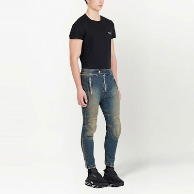 巴尔曼 SS22 蓝色弹力腰带双色紧身牛仔裤 YH1MI013DC396FC Purchase 巴尔曼 SS22 蓝色弹力腰带双色紧身牛仔裤 YH1MI013DC396FC