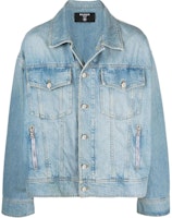 BALMAIN SS22 Washed Denim Single-Breasted Jacket Blue. XH1TC145DB53-6FC BALMAIN SS22 Washed Denim Single-Breasted Jacket Blue. XH1TC145DB53-6FC