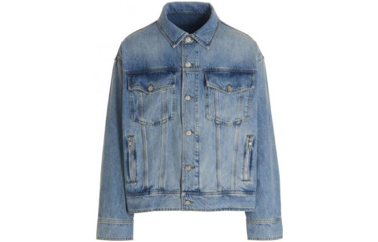 Order 발망 SS22 워싱 데님 싱글 브레스티드 재킷 블루. XH1TC145DB53-6FC