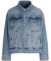 Order BALMAIN SS22 Jaket Denim Cuci Single-Breasted Warna Biru. XH1TC145DB53-6FC