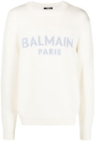 BALMAIN SS22 White Knit Wool Sweater with Letter Logo. YH1KD000KB13GFQ BALMAIN SS22 White Knit Wool Sweater with Letter Logo. YH1KD000KB13GFQ