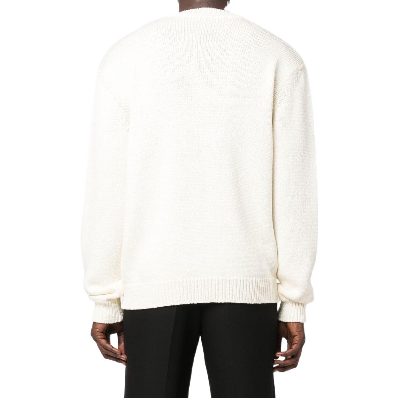 Shop BALMAIN SS22 白色針織羊毛字母標誌毛衣 YH1KD000KB13GFQ