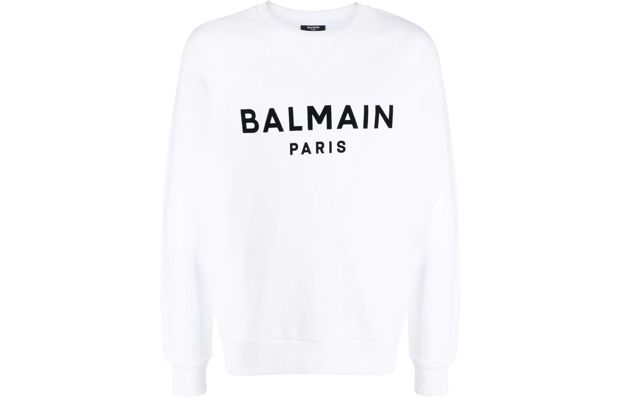 Order BALMAIN SS22 白色Logo印花插肩袖長袖運動衫 YH1JQ005BB33-GAB