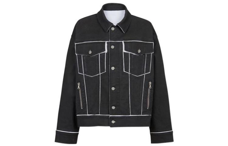 Balmain SS22 Black & White Oversized Denim Jacket Black XH0TC145DC01-EAB