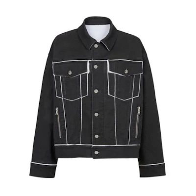 Balmain SS22 Black & White Oversized Denim Jacket Black XH0TC145DC01-EAB