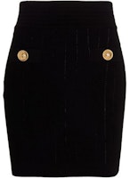 BALMAIN SS22 Black Mini Skirt with Decorative Buttons XF1LB015KB07-0PA BALMAIN SS22 Black Mini Skirt with Decorative Buttons XF1LB015KB07-0PA