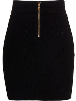 BALMAIN SS22 黑色迷你裙配裝飾性鈕扣 XF1LB015KB07-0PA Lookbook BALMAIN SS22 黑色迷你裙配裝飾性鈕扣 XF1LB015KB07-0PA