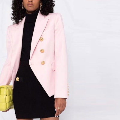 BALMAIN SS22 黑色迷你裙配裝飾性鈕扣 XF1LB015KB07-0PA Sizing BALMAIN SS22 黑色迷你裙配裝飾性鈕扣 XF1LB015KB07-0PA