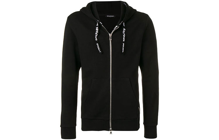 Balmain SS22 Black Pullover Hoodie with Zipper RH03843J9280PA