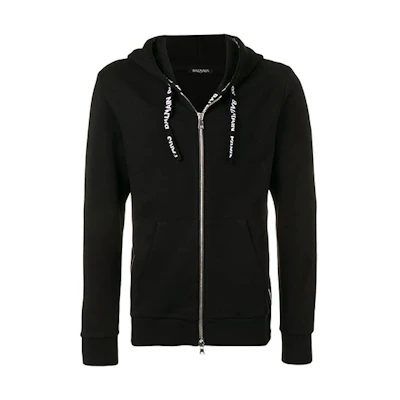 Balmain SS22 Black Pullover Hoodie with Zipper RH03843J9280PA