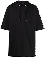 Balmain SS22 Black Short-Sleeve Hoodie with Logo Print for Men YH1JL000BB15EAB Balmain SS22 Black Short-Sleeve Hoodie with Logo Print for Men YH1JL000BB15EAB