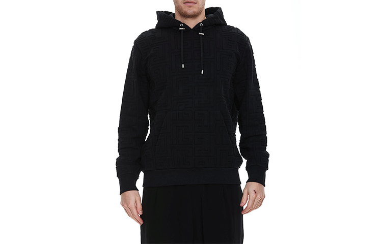 Balmain SS22 Black Solid Logo Casual Hoodie JR002BB08EAP