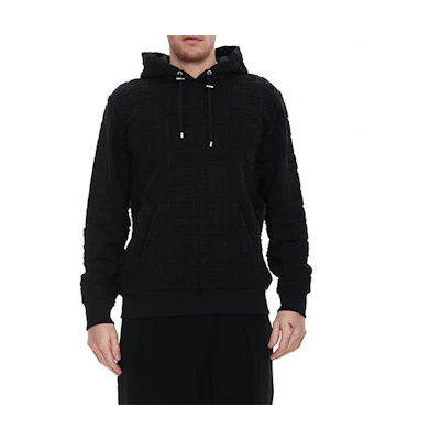 Balmain SS22 Black Solid Logo Casual Hoodie JR002BB08EAP