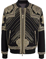 Balmain SS22 Black Studded Embroidered Bomber Jacket XH1TF000PB03-EAD Balmain SS22 Black Studded Embroidered Bomber Jacket XH1TF000PB03-EAD