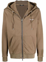Balmain SS22 Brown Zip-Up Hoodie Jacket with Logo Print for Men XH1JX000BB04WBR Balmain SS22 Brown Zip-Up Hoodie Jacket with Logo Print for Men XH1JX000BB04WBR