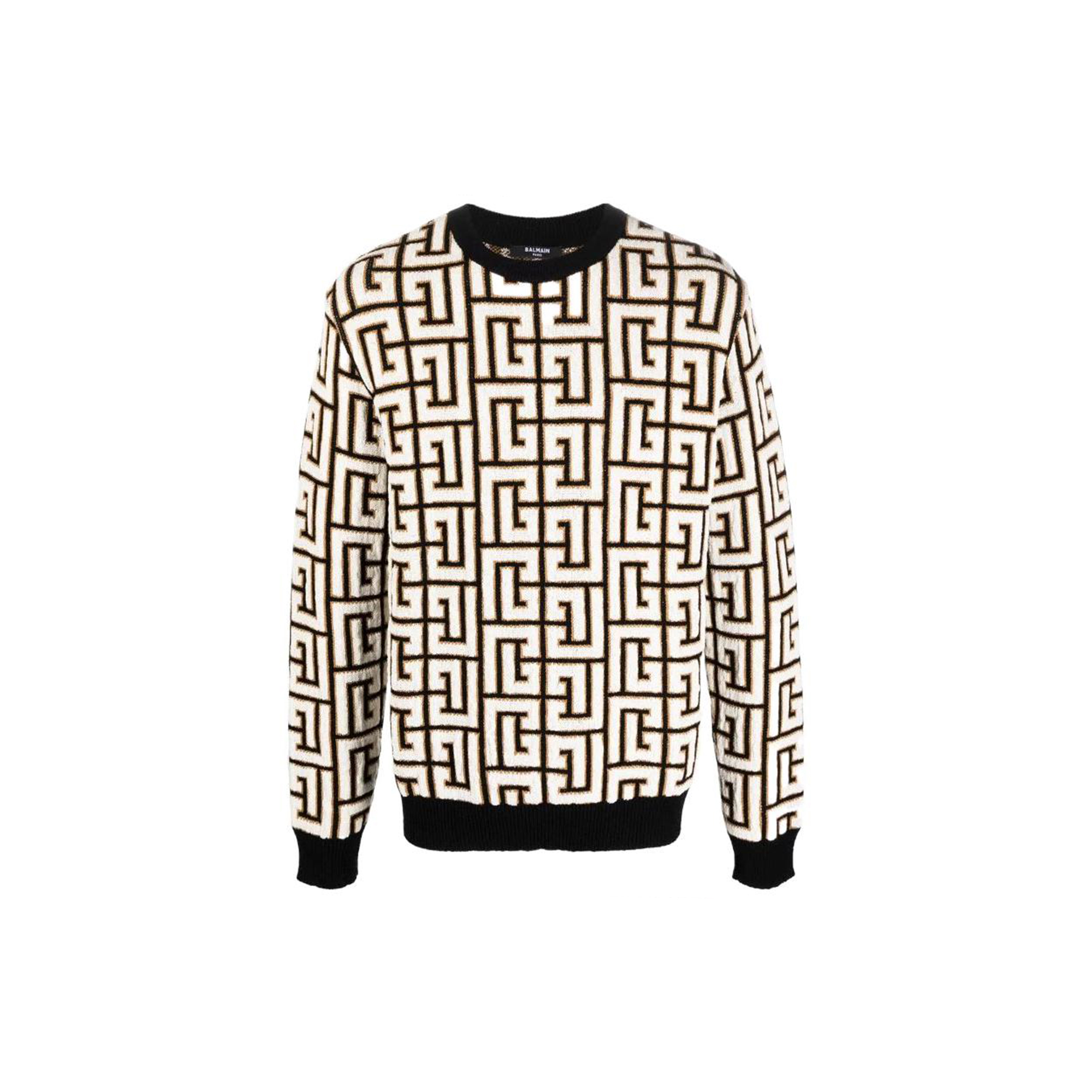 Balmain SS22 Classic Logo All-Over Print Sweatshirt Men’s Black XH1KD000KB18-ECJ