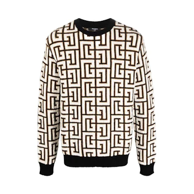Balmain SS22 Classic Logo All-Over Print Sweatshirt Men’s Black XH1KD000KB18-ECJ