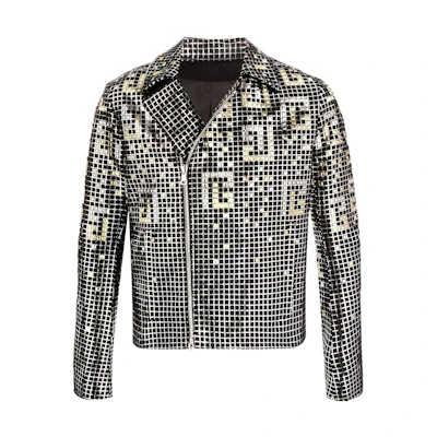 Balmain SS22 Classic Pattern Zip Jacket Multi-Color XH1TD175PB11EBN