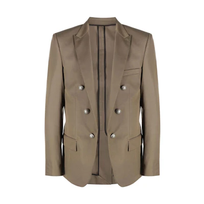 Balmain SS22 Double-Breasted Brown Blazer Jacket with Notched Lapels XH1SH006VB38-7AS