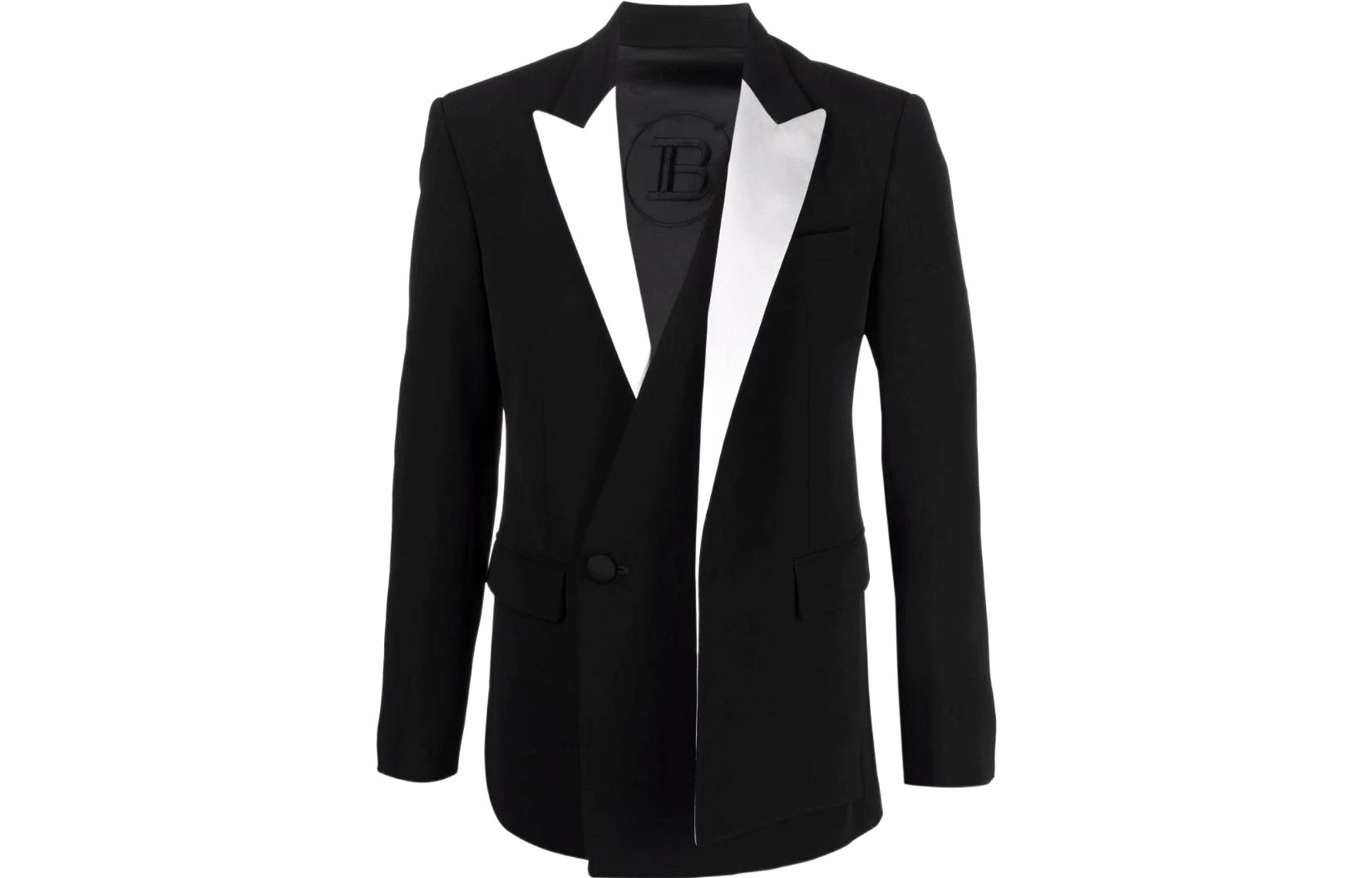 Balmain SS22 Double-Breasted Peak Lapel Jacket Black WH1SI050035VEAB