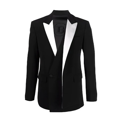 Balmain SS22 Double-Breasted Peak Lapel Jacket Black WH1SI050035VEAB