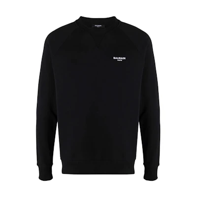 Balmain SS22 Flocked Logo Sweatshirt Black XH1JQ005BB04-EAB