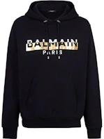 Balmain SS22 Foil Logo Tape Hoodie Black XH0JR002BB59EDC Balmain SS22 Foil Logo Tape Hoodie Black XH0JR002BB59EDC