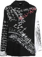 Balmain SS22 Graffiti Print Drawstring Hoodie Black YH1JT135GB70EAB Balmain SS22 Graffiti Print Drawstring Hoodie Black YH1JT135GB70EAB