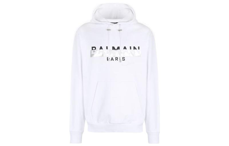 Balmain SS22 Logo Cotton Pullover Sweatshirt Unisex White XH0JR002BB59GIM
