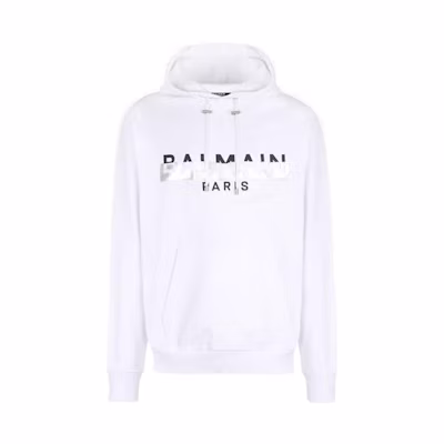 Balmain SS22 Logo Cotton Pullover Sweatshirt Unisex White XH0JR002BB59GIM