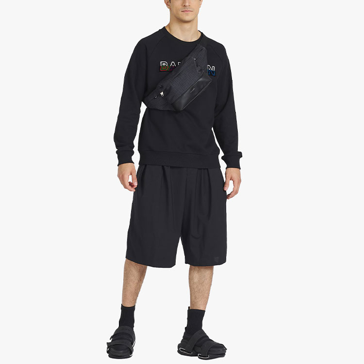 Lookbook 巴尔曼 SS22 标志性圆领套头卫衣 黑色 XH1JS004BB26EAH