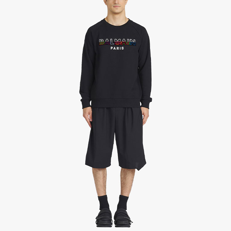 Shop 巴尔曼 SS22 标志性圆领套头卫衣 黑色 XH1JS004BB26EAH