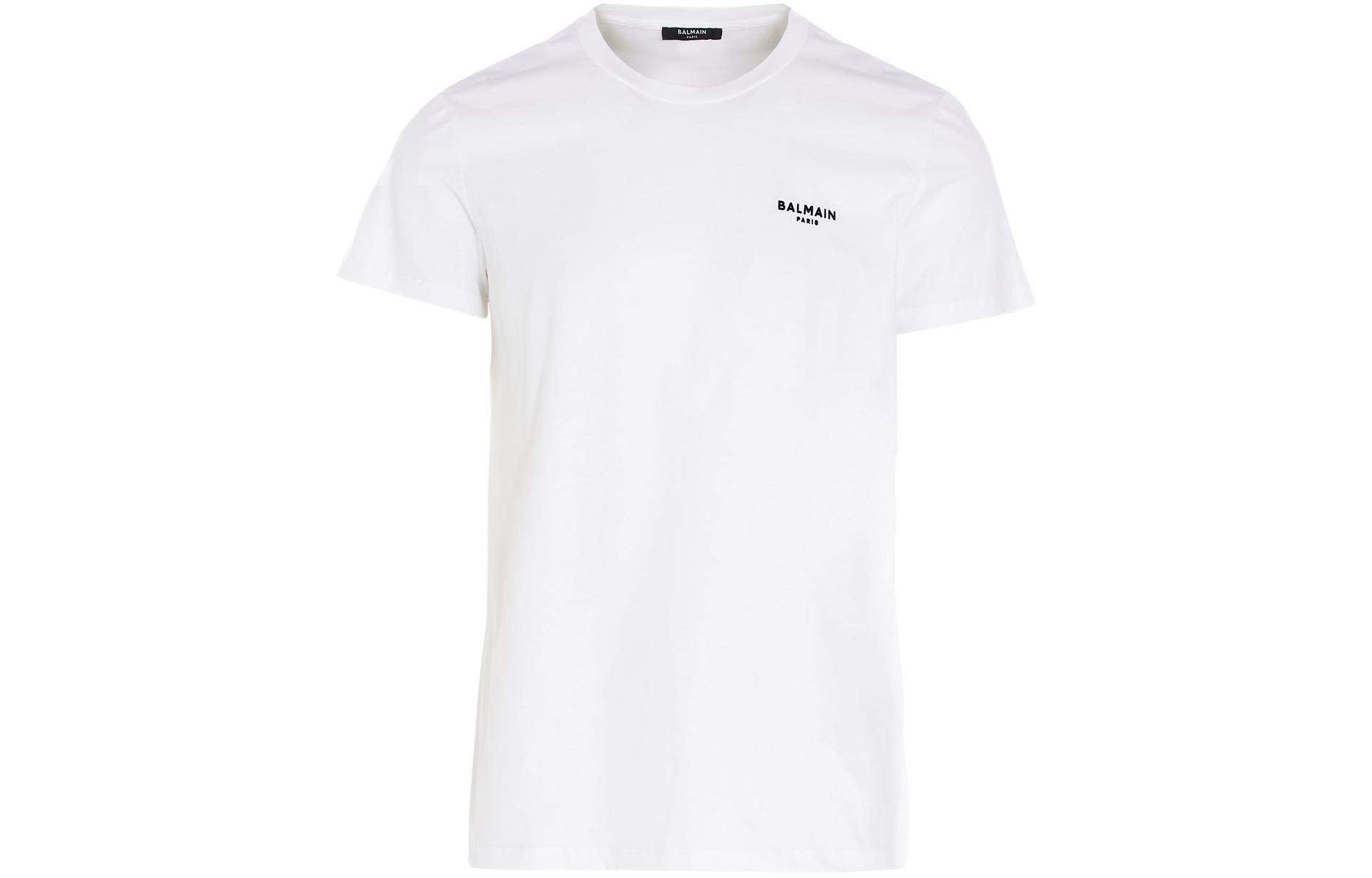 BALMAIN SS22 Logo Crewneck Short Sleeve Tee White XH0EF000BB04-GAB