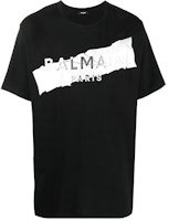 BALMAIN SS22 Logo Embossed Contrast Tee Black Short Sleeve Shirt XH0EG010BB48-EBB BALMAIN SS22 Logo Embossed Contrast Tee Black Short Sleeve Shirt XH0EG010BB48-EBB