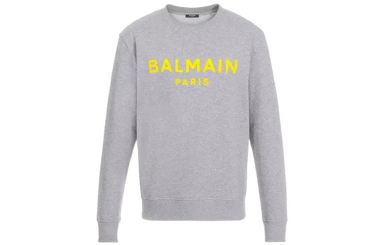 Balmain SS22 Logo Print Crewneck Sweatshirt Grey VH1JQ040B075-YDZ
