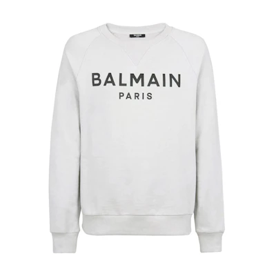 Balmain SS22 Logo Print Crewneck Sweatshirt Grey XH0JQ005BB23YDV