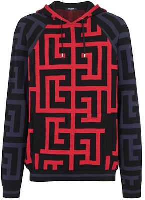 Balmain SS22 Hoodie Logo Print Tali Serut Biru/Merah YH1JR071KC42EGD Buy Balmain SS22 Hoodie Logo Print Tali Serut Biru/Merah YH1JR071KC42EGD