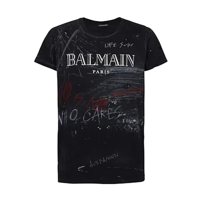 BALMAIN SS22 Logo Print Graphic T-Shirt Black Shirt YU1EG030GB87EBE