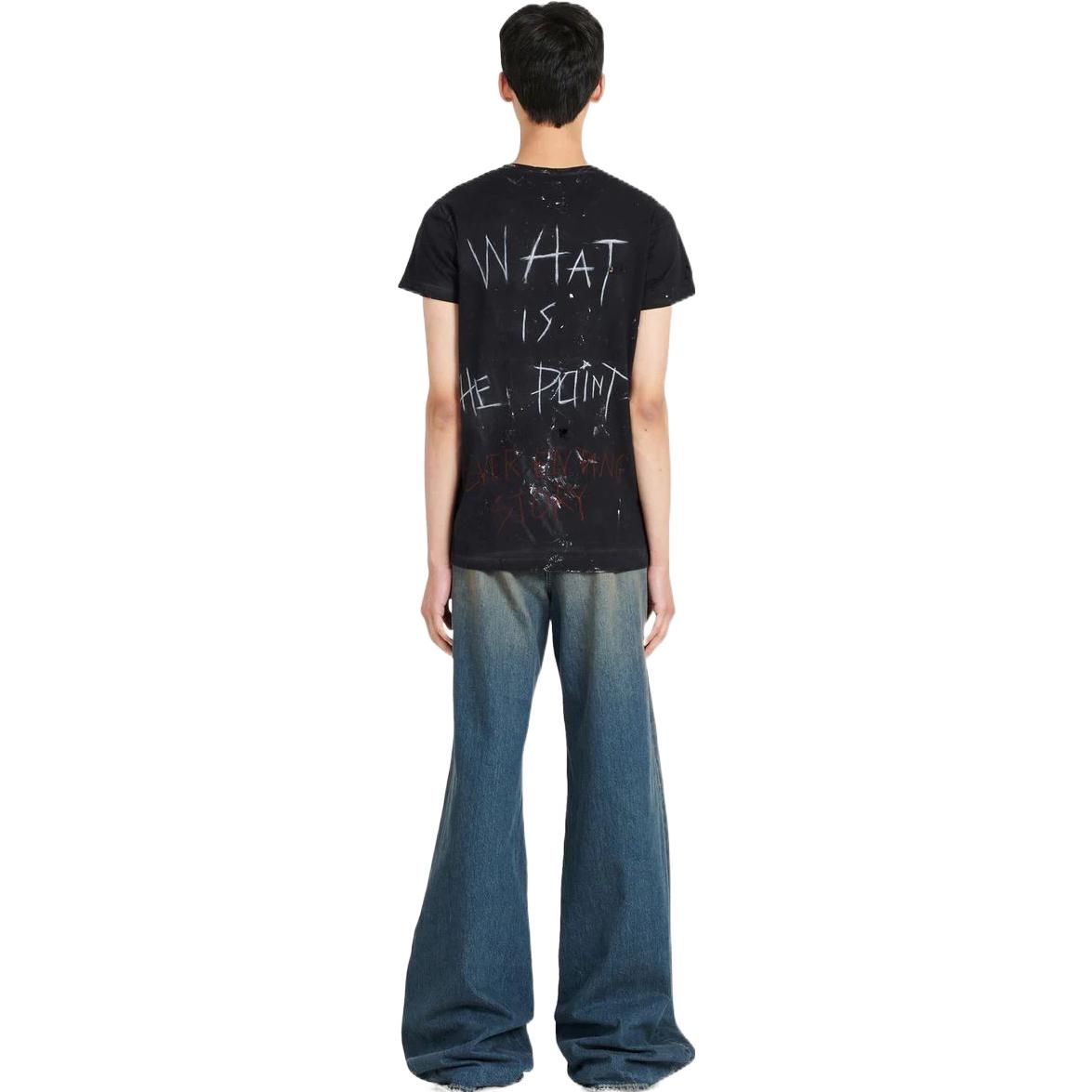 Shop BALMAIN SS22 Baju T-Shirt Grafik Logo Cetakan Hitam Lelaki. YU1EG030GB87EBE