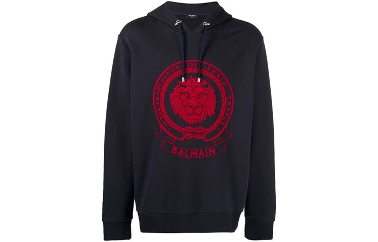 Balmain SS22 Logo Print Pullover Hoodie Black () XH2JT046-BB56-SEF