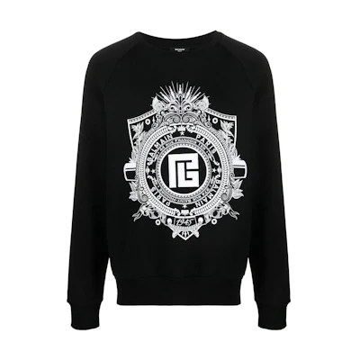 Balmain SS22 Logo Print Pullover Sweatshirt Black XH0JQ035BB610PA