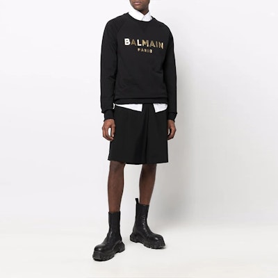 巴尔曼 SS22 标志印花套头衫 黑色. XH1JQ005BB29-EAD Lookbook 巴尔曼 SS22 标志印花套头衫 黑色. XH1JQ005BB29-EAD