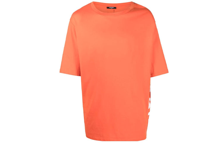 BALMAIN SS22 Oversized Logo Print T-Shirt Orange Men’s Tee. XH1EH015BB15-KBA
