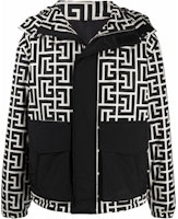 BALMAIN SS22 Patterned Hooded Jacket Black XH1TI045XB33-GFE BALMAIN SS22 Patterned Hooded Jacket Black XH1TI045XB33-GFE