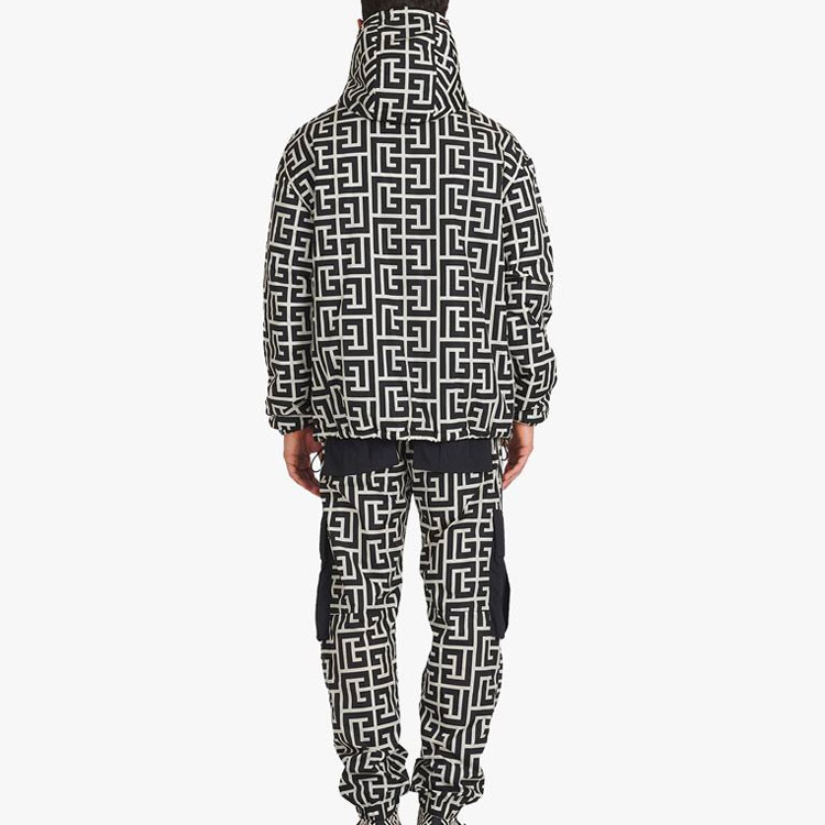 Shop BALMAIN SS22 Jaket Berhud Corak Hitam XH1TI045XB33-GFE