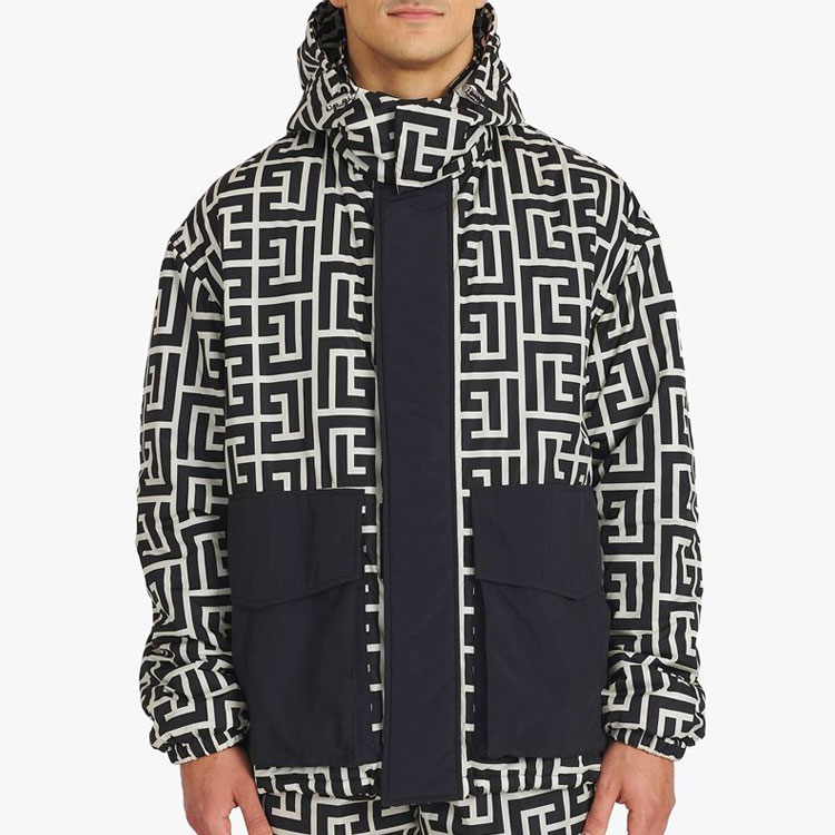 Sizing BALMAIN SS22 Jaket Berhud Corak Hitam XH1TI045XB33-GFE