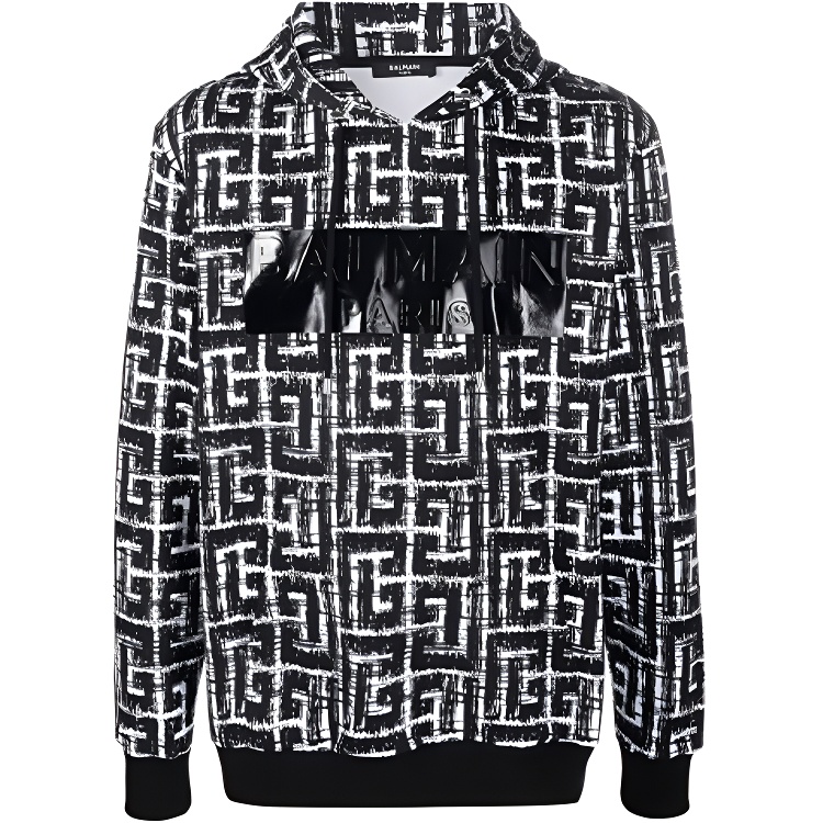 Balmain SS22 PB Classic Logo Print Sweatshirt Black JR002BB14-GAB