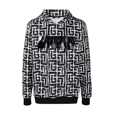 Balmain SS22 PB Classic Logo Print Sweatshirt Black JR002BB14-GAB